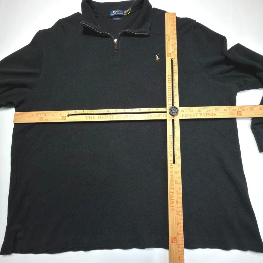 Polo Ralph Lauren Estate Rib Quarter Zip Pullover Sweatshirt Mens 2XL Black Pony